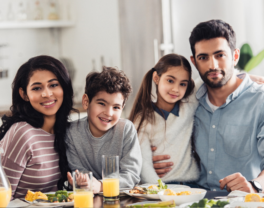 portrait of family standing together